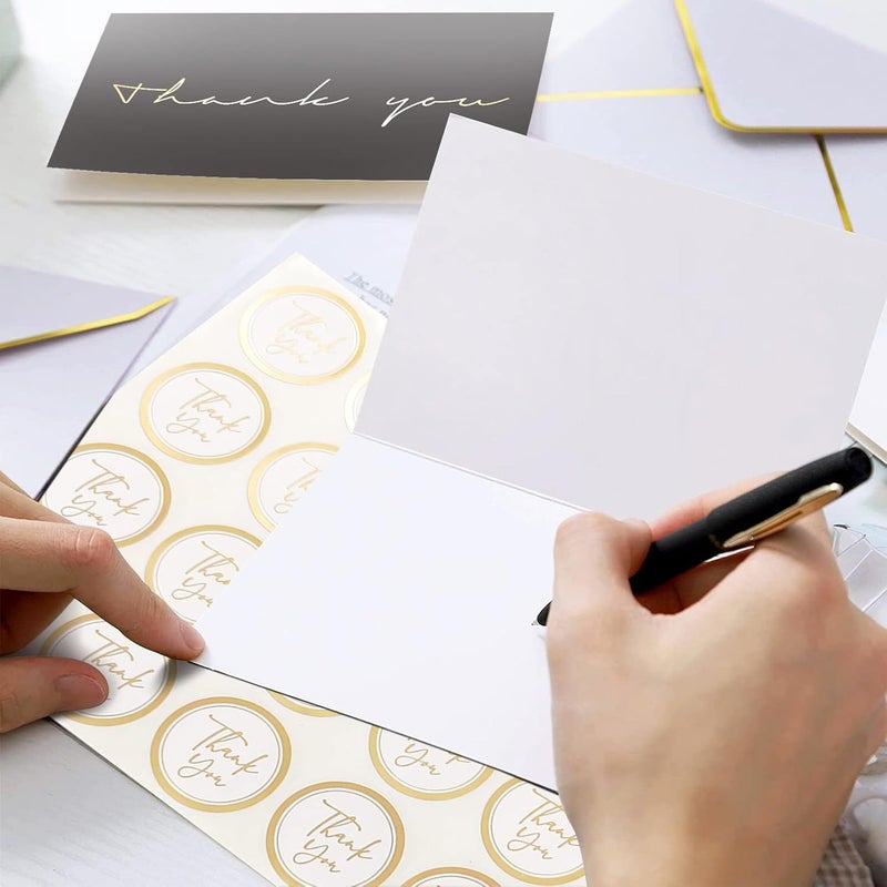 Chenive 40 Thank You Cards, Black and Gold Foil Thank You Cards Bulk, All Occasions Thank You Note Card with Envelopes & Stickers, Wrapped with Sturdy Box, Great for Wedding, Baby Shower, Bridal Shower, Etc - - Image 5